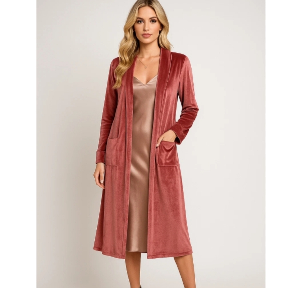 Amazon Long Velvet Duster Cardigan Wmns Sz S
